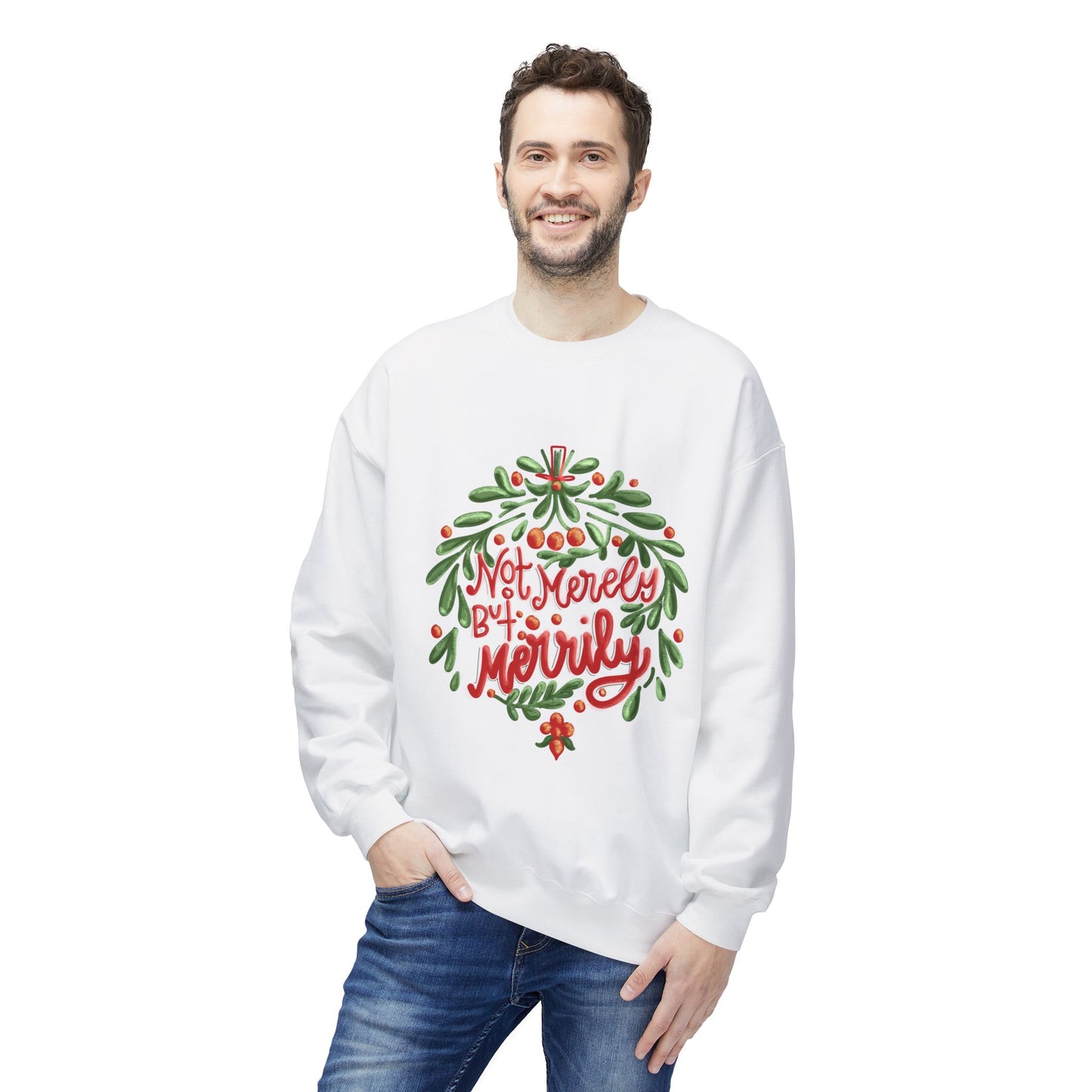 Not Merely But Merrily Fleece Crewneck Sweatshirt