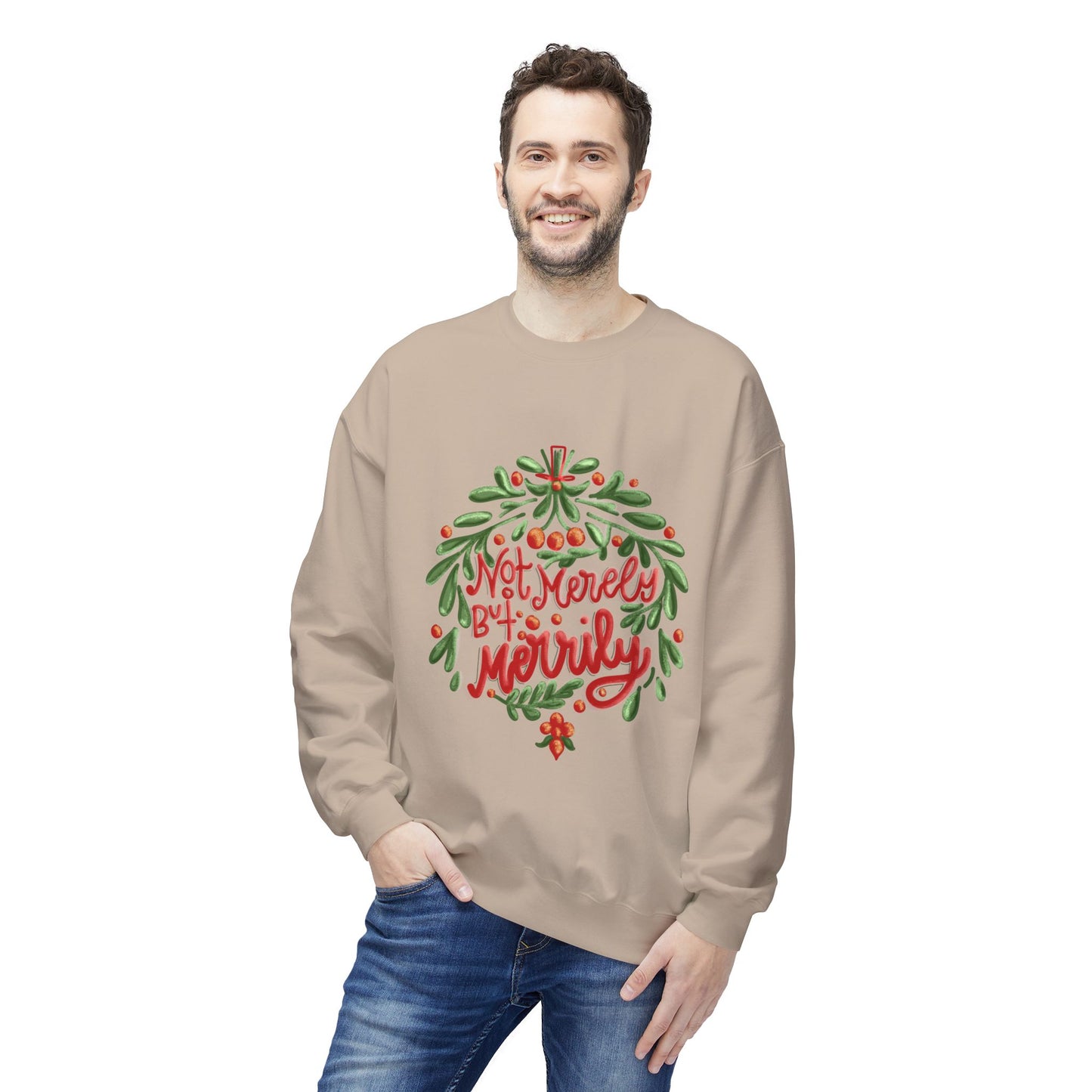 Not Merely But Merrily Fleece Crewneck Sweatshirt