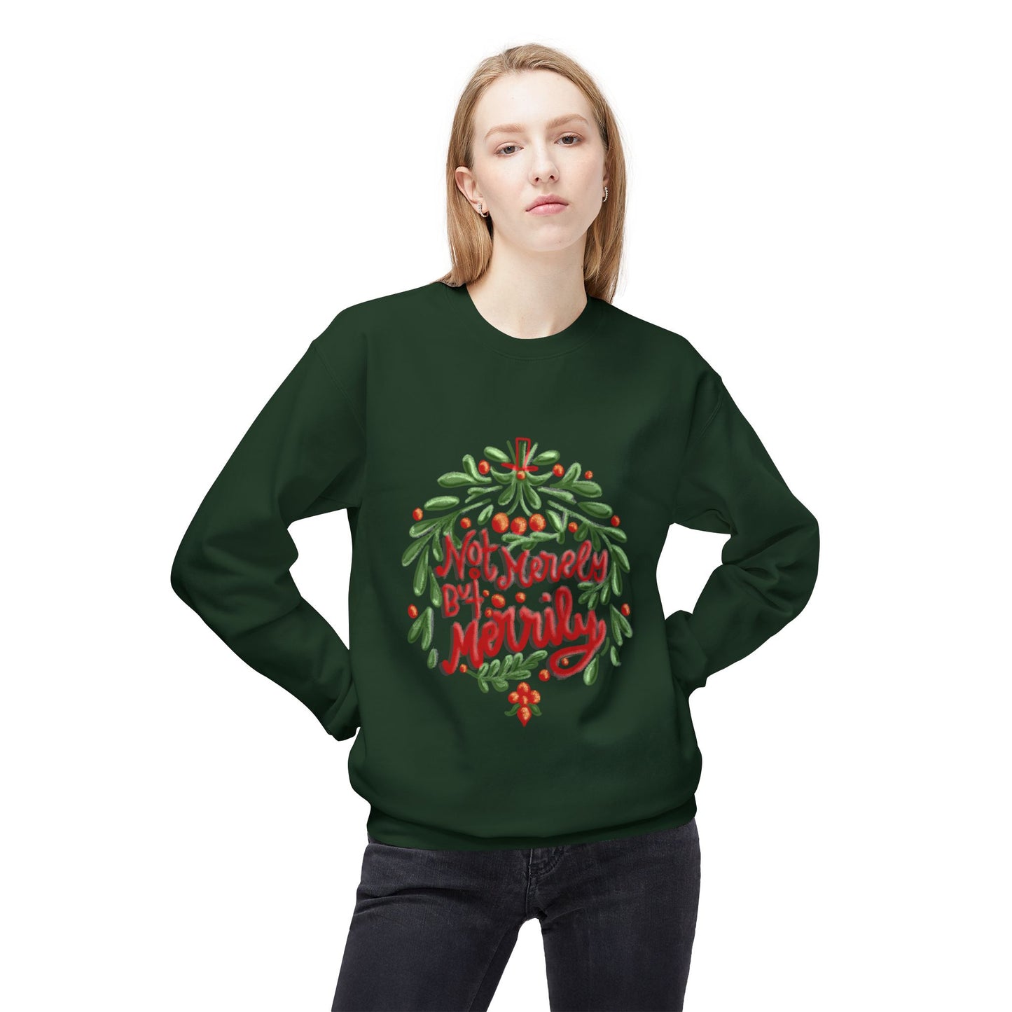 Not Merely But Merrily Fleece Crewneck Sweatshirt