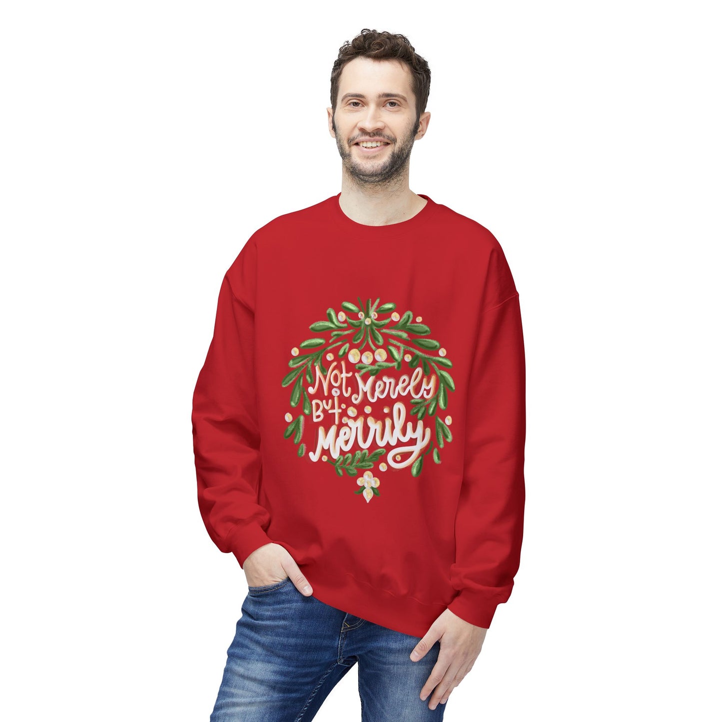 Not Merely But Merrily Fleece Crewneck Sweatshirt