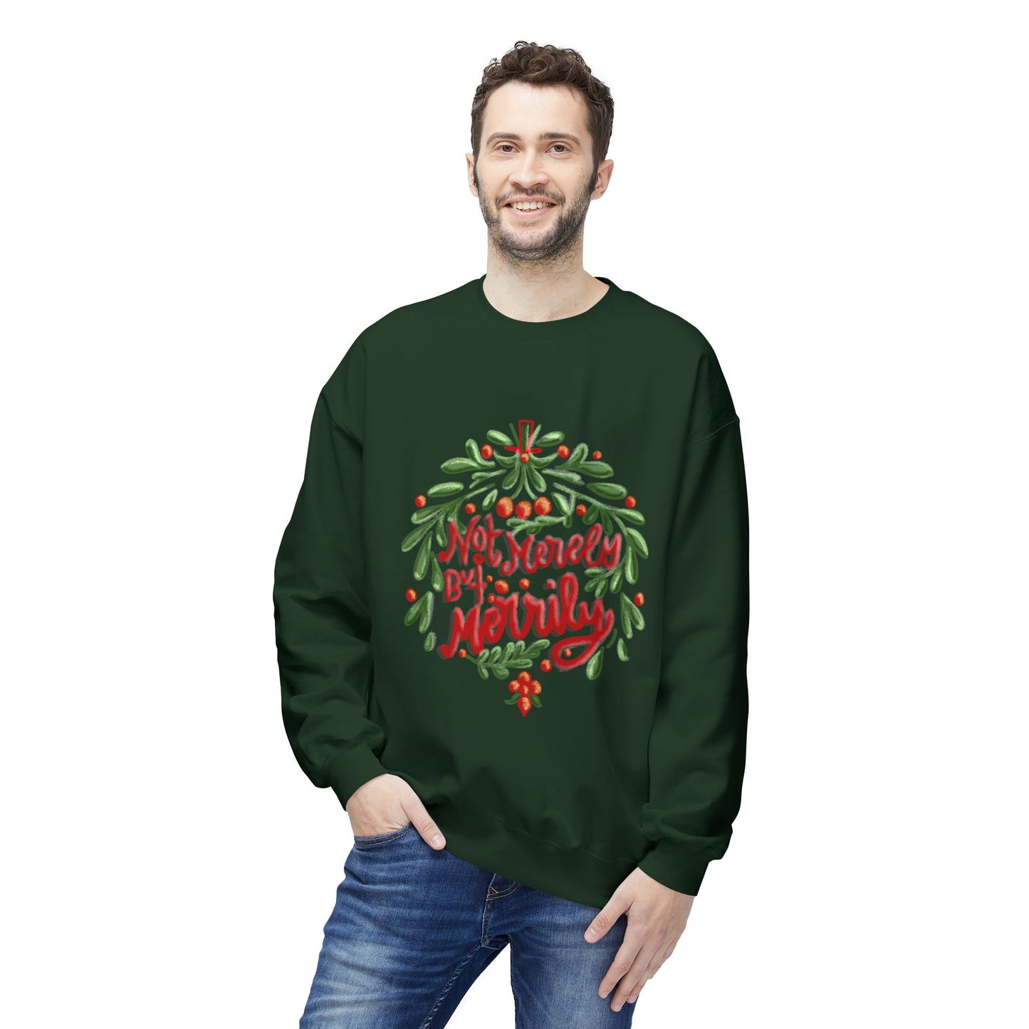 Not Merely But Merrily Fleece Crewneck Sweatshirt